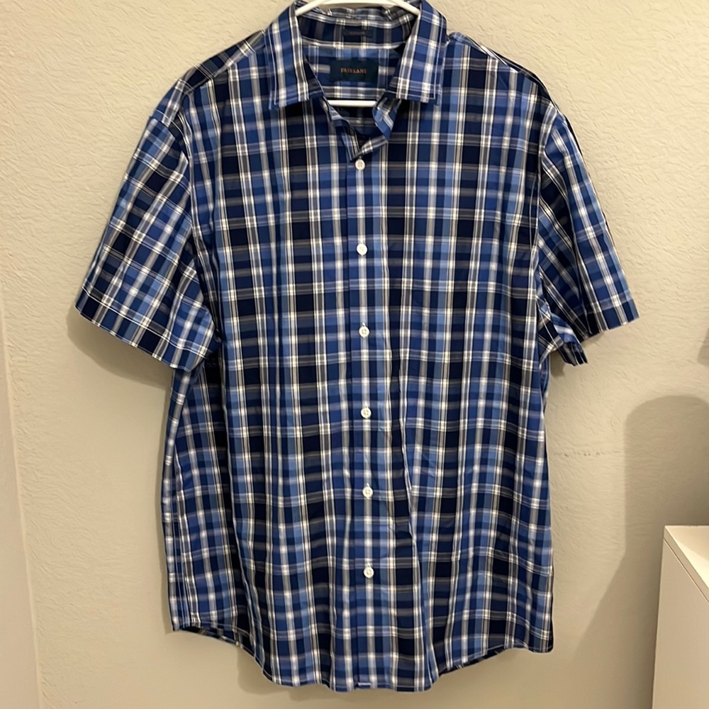 Mens blue plaid button down